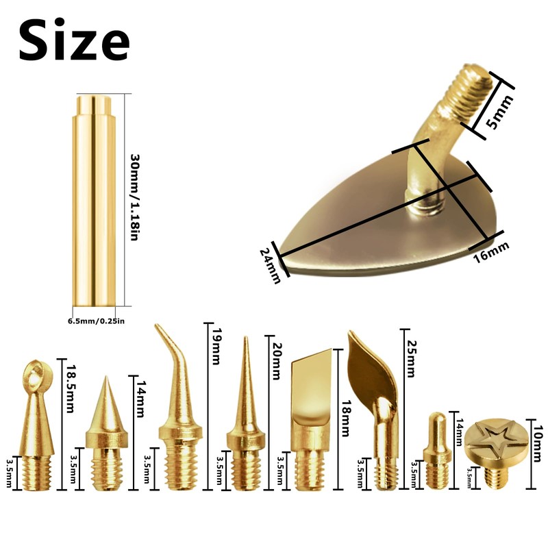 9 Pack Heat Insert Nut Iron Tips Kit with Adapter,