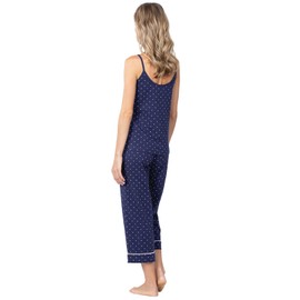 PajamaGram Capri Pajamas for Women - Womens Sleepwear, Cami Top, Navy, S, 4-6