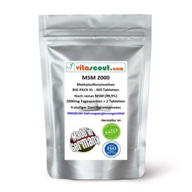 MSM - Methylsulfonylmethane - 365 Tablets - 2000 mg Daily Serving (= 2 Tablets) - 99.9% Purity - Laboratory Tested - Made in Germany - High Dose