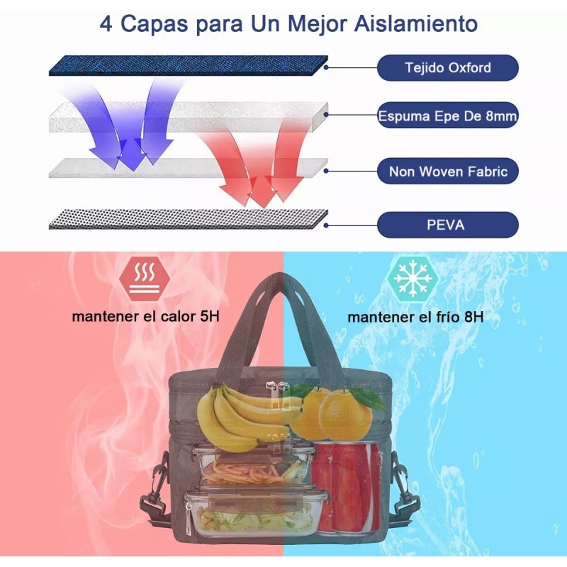 AUGUSTYUE Loncheras Termicas Aislante De Gran Portátil Escuela,trabajo