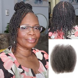 FASHION IDOL Afro Kinkys Bulk Human Hair for Dreadlock Extensions Loc Repair Braiding Twist Afro Kinky Human Hair for Locs 1 Pack 50 Gram 1.8 Oz