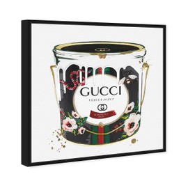The Oliver Gal Artist Co. Fashion and Glam Framed Wall Art Canvas Prints 'Velvet Marmont Paint Cans Home Décor, 24" x 24"