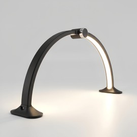 Neatfi LED Half Moon Desk Lamp | 3,360 Lumens | 48W | Adjustable 3000K–6000K Lighting | Touch & Knob Control | Nail Tech Lamp for Estheticians, Eyelash, Makeup, Tattoo & Salon Work (with LCD, Black)