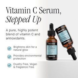 Brandefy Vitamin C Face Serum 15% L. Ascorbic Acid, Ferulic Acid .5% + Vitamin E for Self Care and Beauty, Face Dark Spot Corrector and Anti Aging 1oz