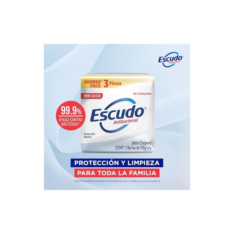 Escudo Antibacterial, Jabón Corporal en Barra de Protección Neutra, Paquete