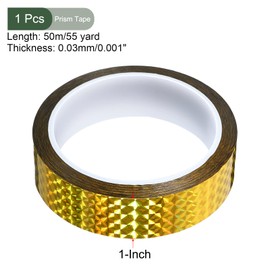 YOKIVE Prism Tape, Self Adhesive Holographic Reflective Decorative Tapes, Great for Craft Projects, DIY Art, Home, Daily Use (Gold, 1 Inch x 55 Yard)