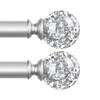 TVWOO Silver Decorative Crystal Curtain Rods 2 Pack:18-45"Heavy Duty Adjustable