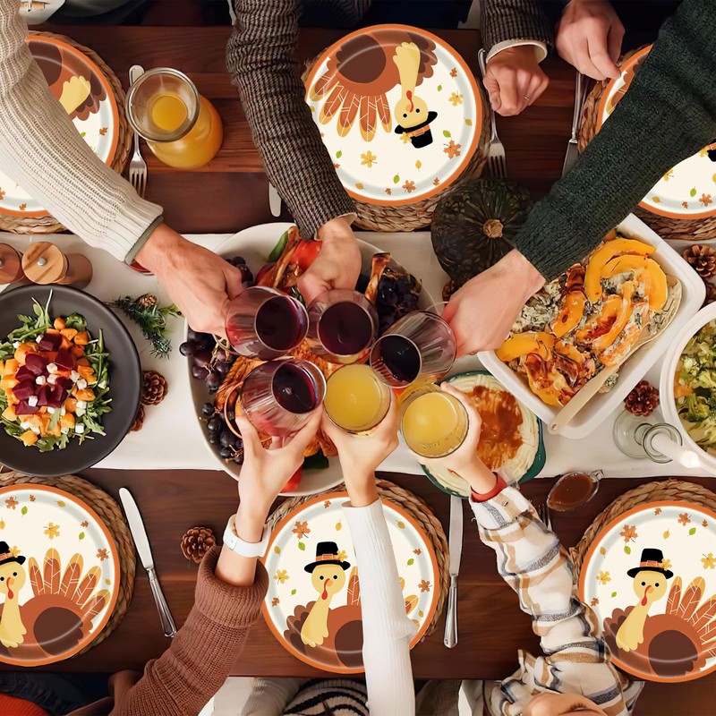 24 Pcs Thanksgiving Turkey Paper Plates Fall Theme Party Dessert