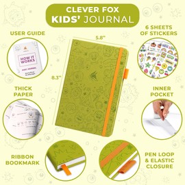 Clever Fox Kids’ Journal – Daily Feelings & Gratitude Notebook for 8+ Children – Child’s Planner & Mood Tracker for Journaling & Writing (Apple Green)
