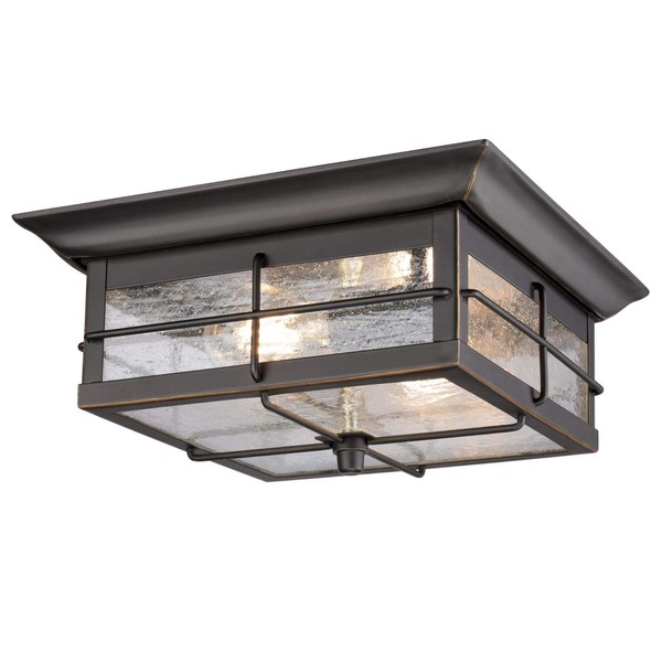 Westinghouse Lighting 6578400 Orwell 2 Light Outdoor Flush Mount Fixture in Oil Rubbed Bronze and Clear Glass