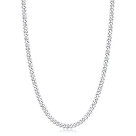 Jewlpire Silver Chain Necklace for Men, 5mm Cuban Link Chain for Men Women Stainless Steel Chain Cool & Comfortable Men's Chain Necklaces 18 Inch
