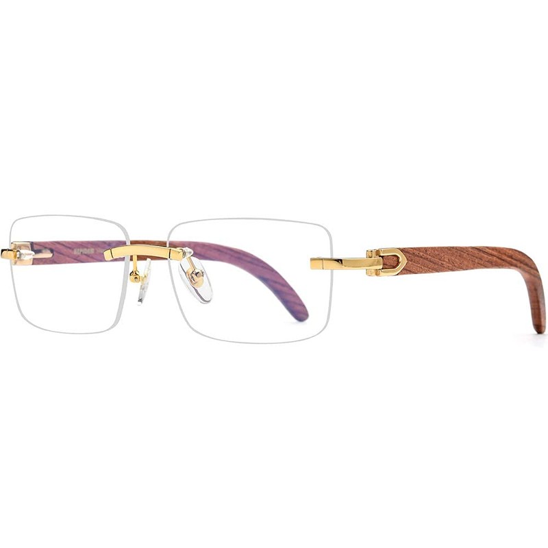 HEPIDEM Wood Handmade Glasses Square Rimless Luxury Eyeglasses 0816 (Real