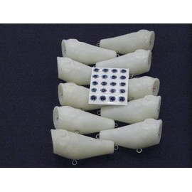 wLure 10 Blank Popper Topwater Large Splash Unpainted Fishing Lure with Free Eyes UPT620