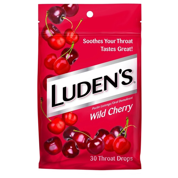 Luden's Throat Drops - Wild Cherry - 30 Count Throat Drops Per Package - Pack of 5