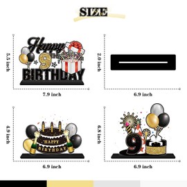 INNORU Happy 9th Birthday Acrylic Table Centerpieces Set, Kids 9th Birthday Gifts Table Topper Centerpieces Cheers to 9 Years Birthday Party Decorations Set of 3