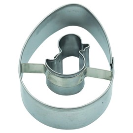 Ausstecher Ausstechform Ei mit Küken 5,5 cm Weißblech