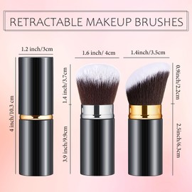 Tessco for you 2 Pcs Retractable Kabuki Makeup Brush Powder Foundation Makeup Brushes Portable Travel for Blush Bronzer Buffing Loose Powder Cream Sunscreen Blending Liquid(Practical Style)
