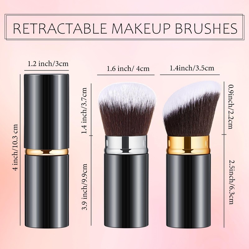 Tessco for you 2 Pcs Retractable Kabuki Makeup Brush Powder