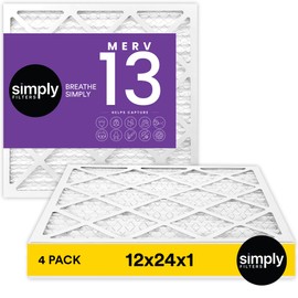 Simply 12x24x1 Air Filter, Merv 13, MPR 1500, 4 Pack, For Home AC Furnace & HVAC (Actual Size: 11.75"x23.75"x0.75") DUST, Pet, & Allergy Control