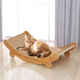 Wooden Cat Scratching Pad with Sisal Surface – Detachable Scratcher and Resting Bed for Indoor Cats