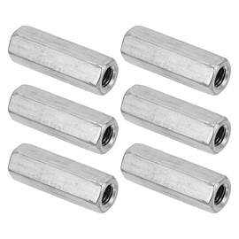 PATIKIL M8 x 1.25-Pitch 304 Stainless Steel Hex Coupling Nuts, 6Pcs 40mm/ 1.6" Length Coarse Fully Threaded Rod Coupling Nut Studding Connector Fasteners, Silver Tone