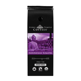 Stone Temple Coffees - Indonesian Sumatra, Ground, Medium Roast, Certified Organic and Fairtrade 1lb/454g bag