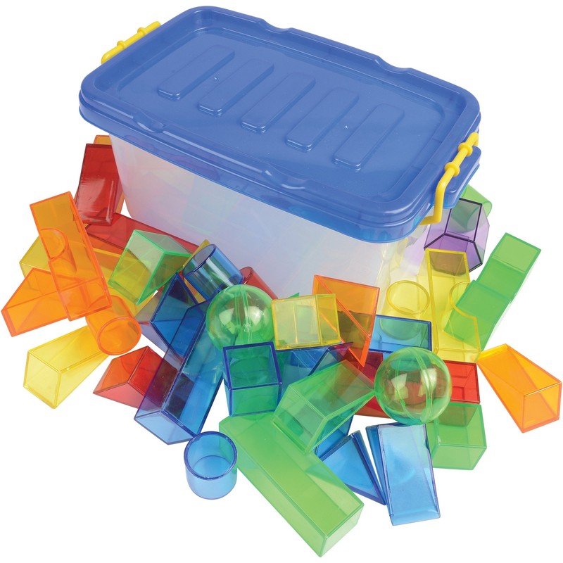 Constructive Playthings Translucent Color Building Blocks, Light Table Manipulatives, 3D