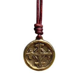 Serenity Prayer Men Necklace - Medallion Rustic, Coin, Silver Cross Charm, Women Gold Pendant, Mens Gifts, God Faith, Religious Jewelry, Catholic Accessories (Antique Gold, Antique Leather)