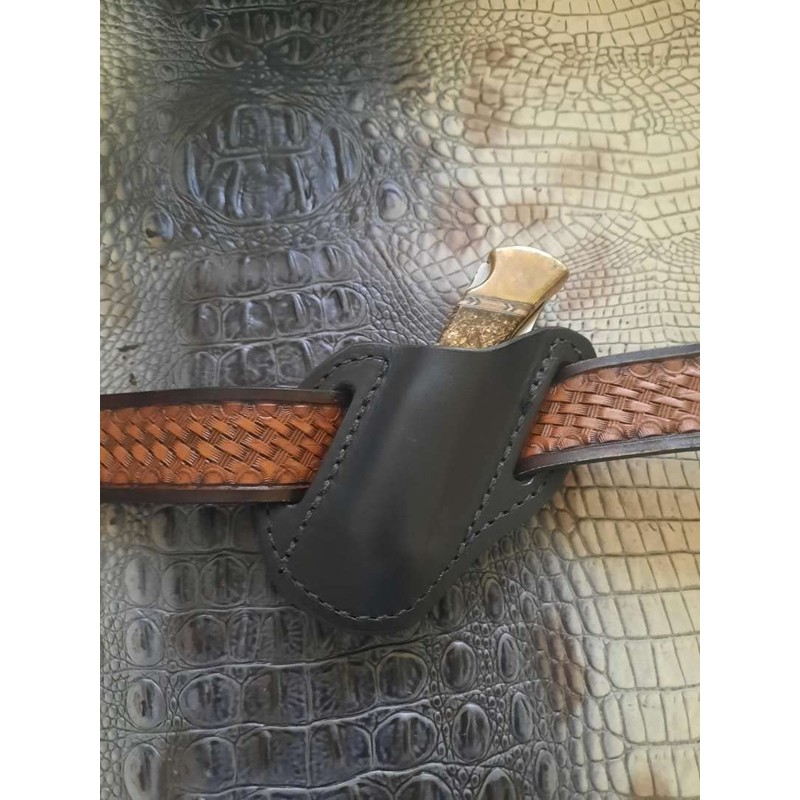 Leather Left Hand Pocket Knife Sheath Fits Buck 110 and