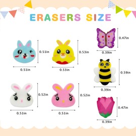 300 Pieces Easter Mini Erasers, Cute Bunny Egg Spring Pencil Erasers Bulk for Party Favor Rewards Prizes Gift