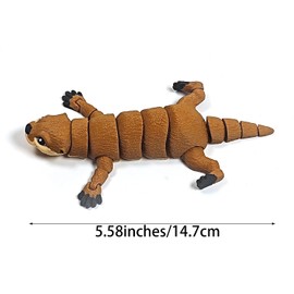 TUTHKOTH 2-Piece Set Flexible Joints Otter Figurines, 5.58 Inch, Brown and Silver, High playability Collectible Desktop Decoration