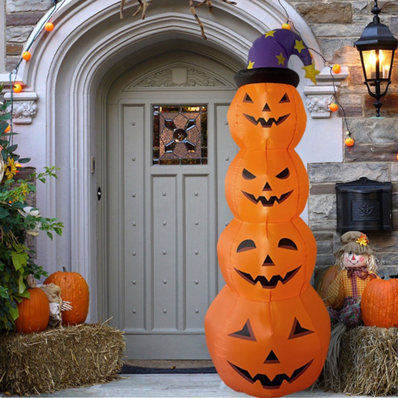 Inflatable Pumpkins Lighted Up Stacked Blow Up Pumpkins for Indoor