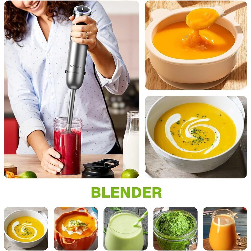KOIOS 5-in-1 Hand Immersion Blender 1000w Entire Stainless Steel Blender