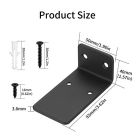 4 Pcs Floating Shelf Brackets, Scaffold Board Shelf Brackets & Supports, 3.5 Inch Heavy Duty Metal Black Shelf L Wall Brackets for Shelves Brackets, Wall Mounted Shelving Brackets for Hanging