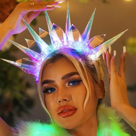 Yean Luminous Headband, LED Crown Headbands, Flashing Goddess Headpiece, Christmas Party Hair Bands for Women (A)