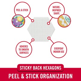 VELCRO Brand Sticky Back Hexagons, 150pk Dots with Adhesive Nature Inspired Shape, White 3/4 in, Peel and Stick Organization for Office, Classroom, Home