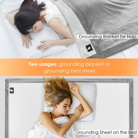 ibowee Grounding Blanket/Bed Sheet for Better Slepping, 55 * 80 inch, Grounded Throw Kit with Silver Fiber, Grounding Bed Sheet in 2 Usage Ways (Grey)