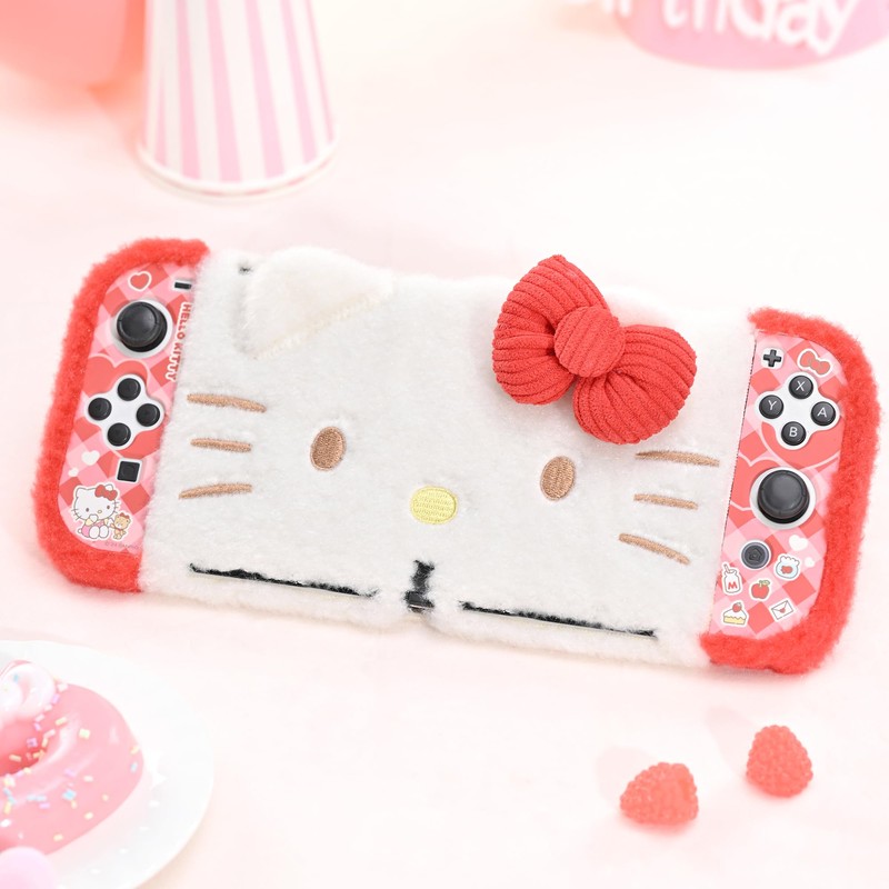 Plush Protective Case for Switch OLED,Kawaii Hard PC Slim Cover