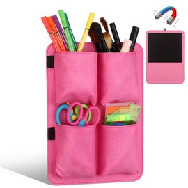 Vincreem Magnetic Locker Organizer, Locker Accessories 7 x 10 Inch Back to School Magnet Holder Bag First Day of School Supplies for Work Office Cabinet refrigerator(Rose Red)