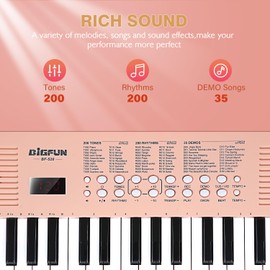 Raimy Kids Keyboard Piano with Two Speakers, 37 Keys Electric Music Instruments Piano Keyboard with Mic, Early Education Music Toddlers Children Toys Gifts for 3 4 5 6 7 8 9 10 11 12 Years Old Girls