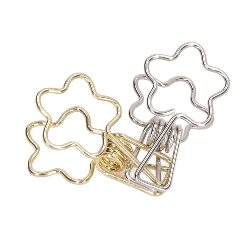 100pcs Binder Clips Gold Silver Flower Shape Metal Hollowed Long