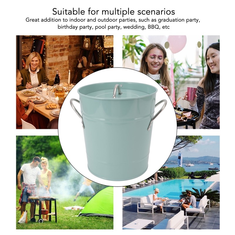 Round Ice Bucket Multipurpose Safe Galvanized Ice Buckets with Lid