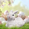 Hodao Set of 2 Woven Easter Bunny Figurines - 4.8"