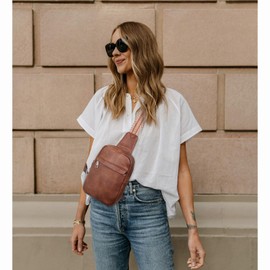 CLUCI Small Sling Bag for Women Crossbody Purse, Leather Fanny Packs with Guitar Strap, Cross Body Bag Women Brown