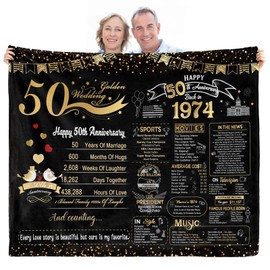 elseven 50th Anniversary Wedding Gift 50th Wedding for Her 50 Year Anniversary for Couples Wife Husband Best Anniversary Blanket Present Throw Blanket 50 x 60 Inch