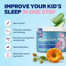 DOODLE HOG Magnesium Cream for Kids - Soothing Relief & Relaxation with Calendula, Aloe Vera, Shea Butter - Topical Magnesium Cream for Sleep - USA Made - (4 oz, Unscented)