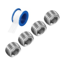 uxcell 4Pcs M10x1x10 304 Stainless Steel Pipe Plug Fitting, Male Thread Internal Hex Socket Pipe Cap, Countersunk Plug for Sealing Pipe Port, Pneumatic Solenoid Valve