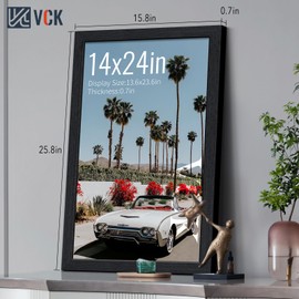 VCK 14x24 Frame for Poster & Picture - Black Oak 3 Pack, Natural Textured Solid Wood Frame, Wall Hanging