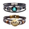 YANCHUN 2 Pcs Punk 12 Zodiac Constellation Bracelet Leather Horoscope