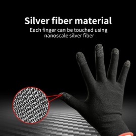 Gaming Gloves, Anti-Cold Gaming Gloves Sweat-Proof Touching Screen Gloves Full Finger Silver Fiber Game Sleeve